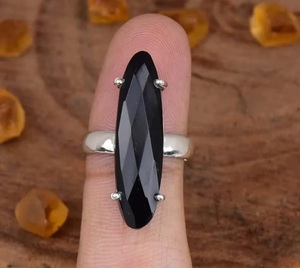 925 Sterling Silver Natural <b>Black</b> Onyx Oval Cut Gemstone <b>Ring</b> Handmade Statement Prong Jewelry Gift for <b>Women</b> Wholesale Supplier - Product Image 1