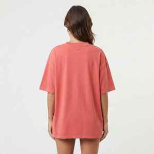 T-shirt ample à col en V pour femme, en jersey 100 % coton, manches courtes, imprimé logo, coupe décontractée, printemps-été - Product Image 3