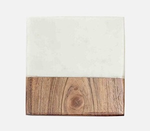 Ensemble de sous-verres en marbre et bois, sous-verres artisanaux en pierre naturelle et en bois, décoration de table de luxe, qualité d'exportation - Product Image 4
