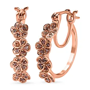 Ungeschnittene natürliche rosa Diamant-Blumen-Hoop-Ohrringe Vernis Rose Gold Über Sterling-Silber-Ohrringe Diamant Großhandel Schmuck