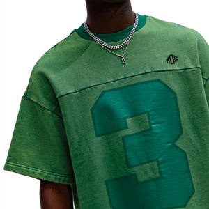 Camiseta Vintage para Hombre con Efecto Teñido, Oversize, Hombros Caídos, Estilo Urbano, con Estampado de Número Personalizado, Algodón, Servicio OEM de Marca Privada - Product Image 4