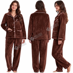 Pijamas de Polar para Mujer de la Mejor Calidad, Conjunto de Dos Piezas Cálido para Invierno, Ropa de Dormir de Manga Larga, Ropa de Casa, Ropa de Descanso - Product Image 6