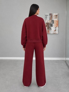 Survêtements pour femmes grande taille de haute qualité, effet délavé, brodés, style streetwear, respirants, en molleton de coton, pour l'hiver - Product Image 2