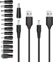 Cable de Alimentación de 5V CC, Cable de Carga USB a Conector CC con 10 Adaptadores para Cargar USB-HUB, Mini Ventilador, Cámara, Reloj Inteligente, Teléfono Móvil