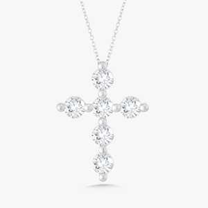 สร้อยคอรูปทรงกากบาทประดับเพชร ทองคำแท้ 14k 18k ทรงกลม เพชรเพาะเลี้ยงแบบฝังรูปทรงกรงเล็บ สายเคเบิลขนาด 1.1 มม. ความยาว 18 นิ้ว พร้อมตัวล็อกแบบก้ามปู เครื่องประดับคุณภาพสูง - Product Image 3