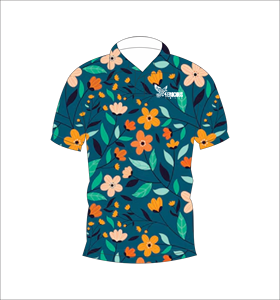 เสื้อโปโลฮาวายแบบกำหนดเอง ระบายอากาศได้ดี น้ำหนักเบา เหมาะสำหรับทีมกอล์ฟ แขนสั้น พิมพ์ลายดอกไม้ด้วยเทคนิค Sublimation - Product Image 2