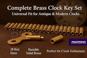 PRAZTECH® 18-Size Clock Winding Key Set | Solid Brass Keys 000–15 | Clock Repair & Winding <b>Tool</b> Kit - Product Image 3