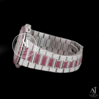 Montre de luxe pour homme en acier inoxydable avec moissanite glacée, mouvement à quartz, étanche 5 bars, affichage analogique, bracelet papillon ETA, cristal 20 mm
