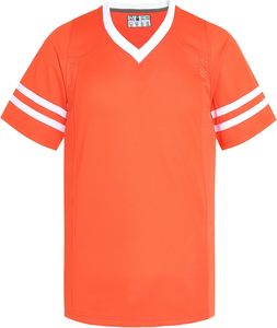 Camiseta Deportiva Casual de Verano de Manga Corta con Cuello en V Color Naranja, de Secado Rápido, de Poliéster - Product Image 1