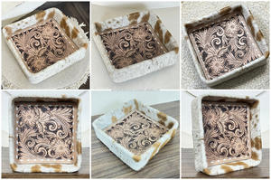 Nouveau plateau en cuir de vachette véritable, décoré de fleurs, fait à la main, style western rustique, organisateur de rangement pour la décoration de la maison et du bureau - Product Image 3