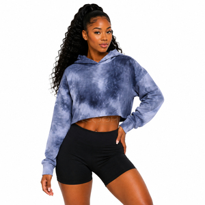 Sweat-shirt à capuche court tie-dye Cosh International Sorority Sisterhood, style streetwear tendance, pull décontracté à capuche, personnalisable - Product Image 3