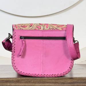 Bolso Bandolera de Cuero Genuino Hecho a Mano con Diseño Floral para Mujer, Estilo Western, para Salir de Noche o Ir de Compras - Product Image 5