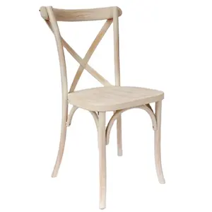 Silla apilable de madera con respaldo cruzado para eventos, bodas, comedor, sillas rústicas, silla de boda