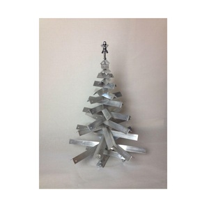 Sapin de Noël en aluminium galvanisé, finition argentée magnifique et de qualité supérieure, décoration de table pour la maison, ambiance festive. - Product Image 3