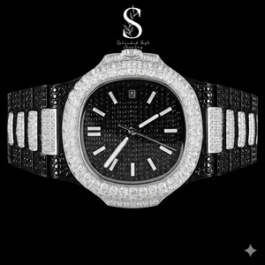Solid Stainless Steel <b>Black</b> Fully Ice Out Diamond Automatic Movement Hip Hop <b>Watch</b> for <b>Men's</b> Fashion Jewelry - Product Image 1