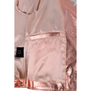Custom 100% Premium Napa Pink Metallic Leather BRANDO <b>Jacket</b> <b>Women</b>’s Star Soft Foil Shinny Biker Leather <b>Jacket</b> Premium Hardware - Product Image 4