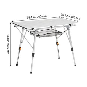 Tavolo da Campeggio Pieghevole in Alluminio Leggero, Tavolino Portatile con Altezza Regolabile, Piano in Rete e Base a Cavalletto - Product Image 4