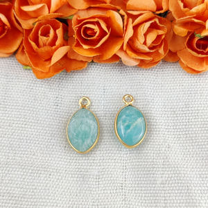 Colgante de Plata de Ley 925 con Gema Natural Ojo Turco - Charm Marquise de 8x12MM con Baño de Oro para Fabricación de Joyas - Product Image 5