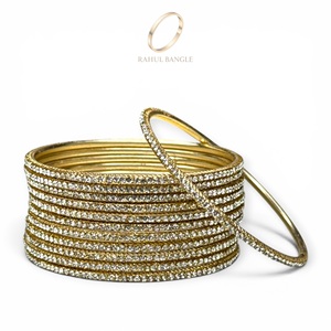 Bracelets tendance en acier inoxydable plaqué or, style mariée, best-sellers, avec cristaux scintillants, pour mariage, prix de gros - Product Image 2