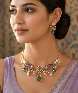 Ensemble collier ras-du-cou et boucles d'oreilles pour soirée, plaqué or, zircon, alliage de cuivre, tendance, cadeau de fiançailles, bijoux pour femme, collier de mariage - Product Image 1
