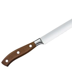 Couteau à fileter de 20 cm en acier inoxydable, lame droite flexible, couteau à découper la viande de poisson avec manche en bois brun à triple rivet ergonomique - Product Image 3