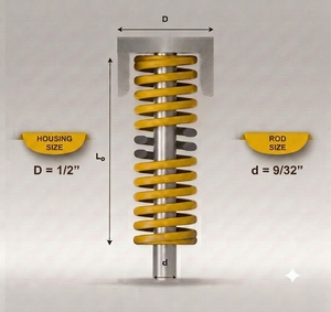 Resorte de compresión amarillo Mollificio Bordignon 4S, carga extra pesada, carcasa de 1/2 pulgada, diámetro de varilla de 9/32 pulgadas - Product Image 1