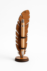 Support à stylos décoratif en forme de plume en bois avec stylo en bois pour bureau, maison - Product Image 4