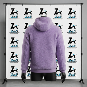 Sudadera con Capucha de Forro Polar Morado para Hombre, Corte Regular, Color Sólido, Informal, de Invierno, Tejida - Product Image 2