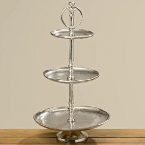High Quality Stainless Steel Round Serving Trays And <b>Plates</b> 3 Tier Cake Stand For Birthday Parties Anniversary Table <b>Decor</b> - Product Image 2