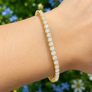 Pulsera de tenis de lujo de plata de ley con diamantes cultivados en laboratorio de talla brillante engastados a mano, certificados IGI, diamantes de 4 mm. - Product Image 3