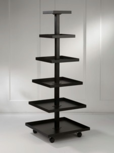 Présentoir carré à plusieurs niveaux de style minimaliste contemporain avec base robuste et roulettes - Product Image 2