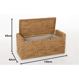 Natural Water Hyacinth Bench With <b>Storage</b> Baskets, Woven Wicker Bench With <b>Cushion</b> For Living Room From Vietnam Factory - Product Image 2