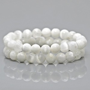 Natural Selenite 8mm Smooth Round AA Grade Gemstone Beads <b>Stretch</b> <b>Bracelet</b> Healing Jewelry Wholesale - Product Image 2
