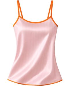 Light Pink Orange Satin Women Pajama Set Silk Sleepwear <b>Spaghetti</b> <b>Strap</b> Cami And Shorts Soft Luxury Nightwear Summer Lounge Set - Product Image 2