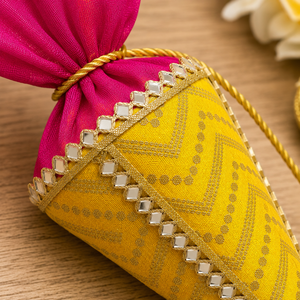 Handmade <b>Cone</b> Pouch with Stiff Lining for Sweets and Dry Fruits, Decorative Wedding Favor Gift Packaging <b>Bag</b> - Product Image 4