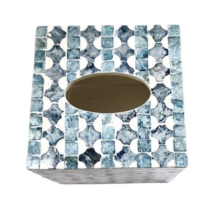 Boîte à mouchoirs en bois faite à la main avec incrustation de nacre pour la décoration de la maison - Product Image 2