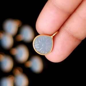 Natural Blue Chalcedony Flower Pendant 925 Sterling <b>Silver</b> Gemstone Pendant Hand Carved Heart Charm Chalcedony For Jewelry Makin - Product Image 1