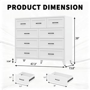 Cassettiera Alta in Metallo Bianco a 9 Cassetti con Scorrimento Fluido, Armadio Salvaspazio per Camera da Letto - Product Image 2
