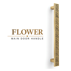 Poignée de porte principale et de porte vitrée en laiton, style floral traditionnel, robuste, pour mobilier d'entrée - Product Image 1