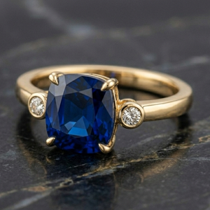 Custom Blue Zircon Gold Plated Fine <b>Ring</b> Cushion Cut Gemstone Band for Wedding Party Gift - Product Image 6