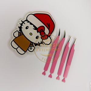 Juego de Pinzas para Extensión de Pestañas Rosadas con Bonito Soporte de Acrílico para Pestañas, Kit de Herramientas Profesionales de Acero Inoxidable para Pestañas - Product Image 6
