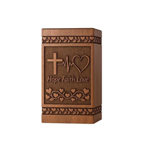 Personalized Rosewood Cremation Urn: Hope, Faith, Love, Cross & Heart wooden urn for ashes Memorial Keepsake by AYAANS - Product Image 5