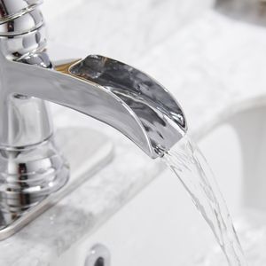 Rubinetto da bagno cromato a foro singolo con Design a cascata con manico singolo per bagno e doccia - Product Image 3