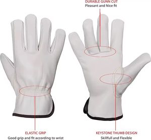 Top Grain Leather <b>Driver</b> Work <b>Gloves</b> Keystone Thumb Design Safety Driving <b>Gloves</b> Elastic Grip Cut Resistance Working <b>Gloves</b> - Product Image 4