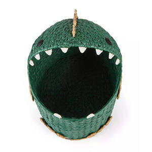 Sisu Handicraft Handmade Dinosaur Water Hyacinth <b>Basket</b> Animal Toy Storage Bin Natural Laundry <b>Hamper</b> <b>For</b> Nursery Playroom Kids - Product Image 3