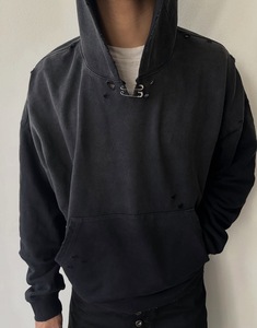 DISCOVER-IMPEX Sweat à capuche tricoté unisexe noir 100% coton, imprimé, respirant, lavage par pulvérisation, strass, coupe ample, écologique, collection hiver - Product Image 6