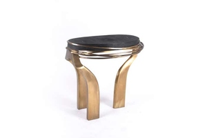 Mesa auxiliar de latón de gran tamaño, muy demandada, en shagreen y bronce patinado, mesa auxiliar de lujo de latón, mesa auxiliar de diseño moderno. - Product Image 3