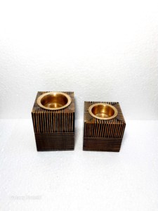 Hand-Made wooden Incense <b>Burner</b> With Brass Insert Black Wood Geometric Design Aromatic Use All-Season - Product Image 6