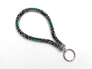 Chaîne de corps tendance pour femme, faite à la main, avec perles d'imitation, motif corde noir, turquoise et blanc, embout décoratif argenté, idéale comme cadeau - Product Image 5