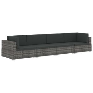 Juego de sofá de patio gris de ratán polivinílico de 4 piezas con cojines Muebles de exterior - Product Image 2